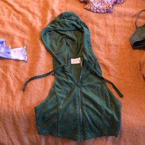 Urban Cropped Zip Up Hoodie Tank